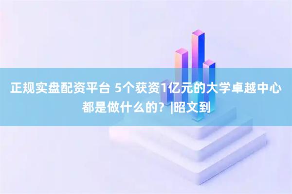 正规实盘配资平台 5个获资1亿元的大学卓越中心都是做什么的？|昭文到